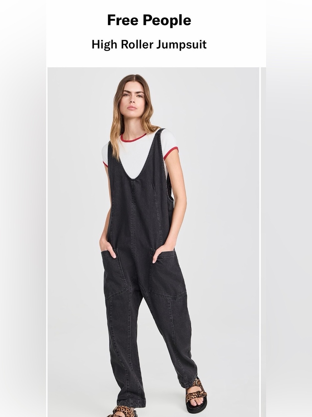 We The Free Black Denim Overall Jumpsuit